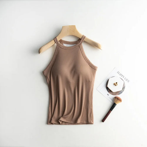 Bra Padded Camisole Women's Base Shirt Summer Underwear One Piece Pajamas Top Female Modal Sexy Sleepwear Vest Bottoming Wear