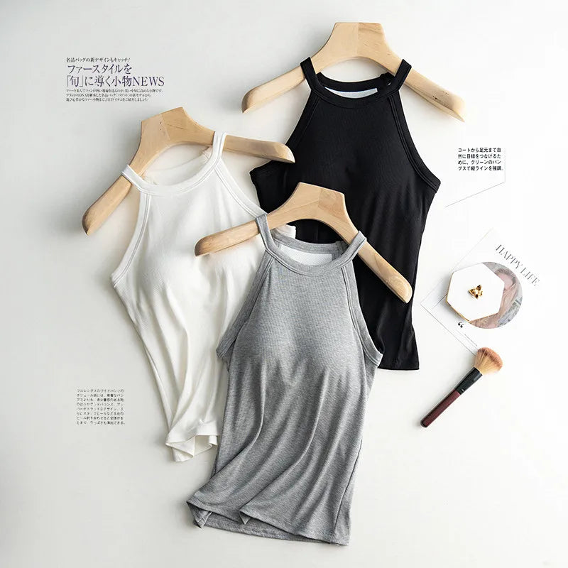 Bra Padded Camisole Women's Base Shirt Summer Underwear One Piece Pajamas Top Female Modal Sexy Sleepwear Vest Bottoming Wear